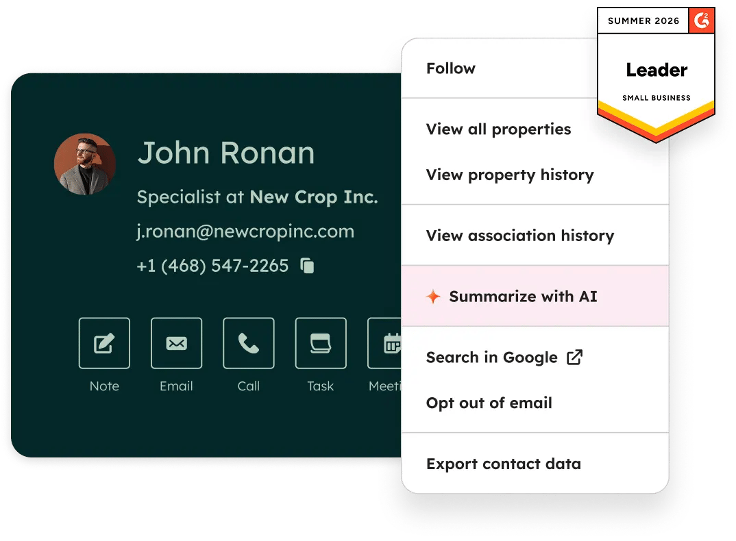 Fiche contact dans le Smart CRM HubSpot